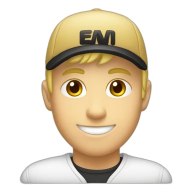 A blond guy with a black cap with “ratio.” Written on it sticker