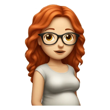 red hair girl with glasses and long hair, pregnant sticker
