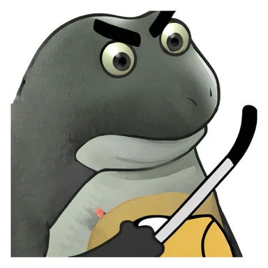 Penguin with a hockey stick and hockey gear on sticker