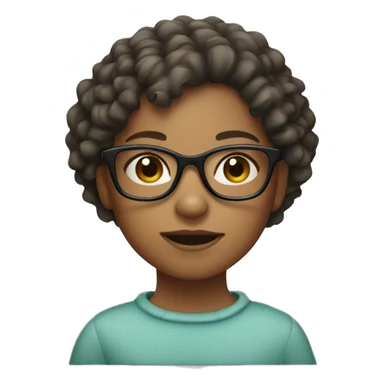 Girl with short Curly hair and glasses  sticker