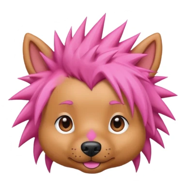 pink very spiky haired dog with earrings sticker