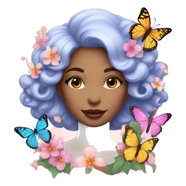 Gorgeous pastel lady with flowers and butterflies sticker