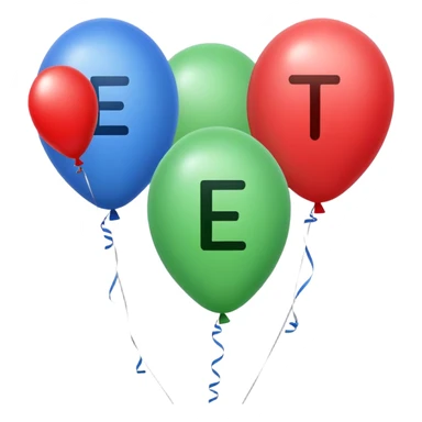 3 ballloons one for each letter ETA sticker