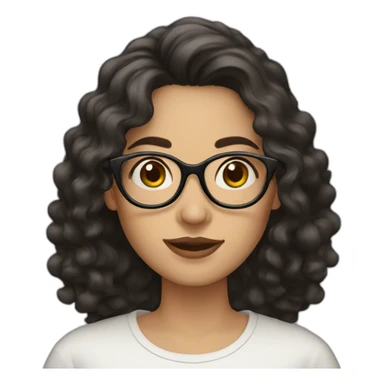 European woman with dark wavy hair, wearing round glasses sticker