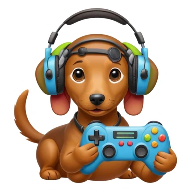 Dachshund With Heaphones and a Gaming controller sticker