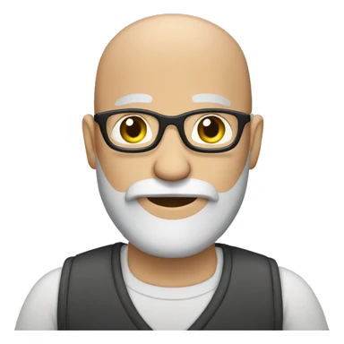 bald man with gray beard on his phone sticker