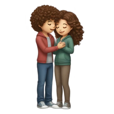 girl with brown hair kissing boy with curly brown hair sticker