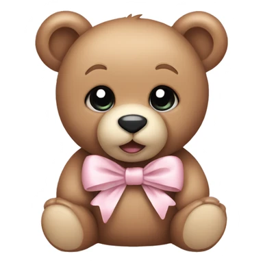Baby teddy bear with pale pink bow sticker