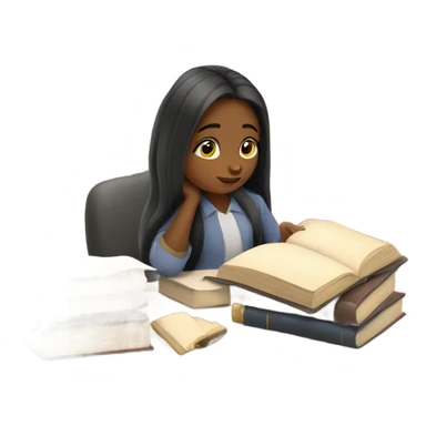 long hair girl studying  sticker