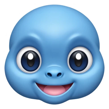 kawaii-style blue alien face, inspired by Stitch, large round eyes, playful grin, pastel colors, minimal details sticker