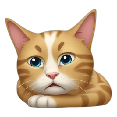tired cat in desperation sticker