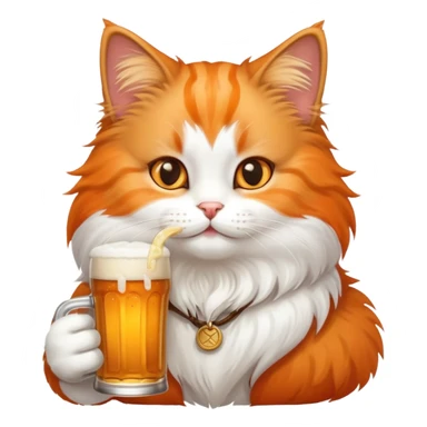 a cute cat drinking a beer sticker