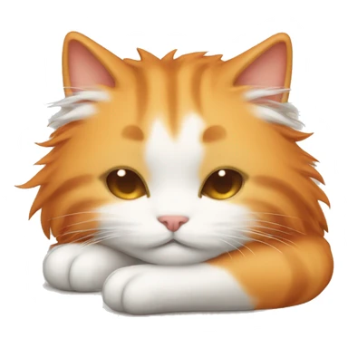 Cute emoji long haired orange and white kitty sleeping sticker