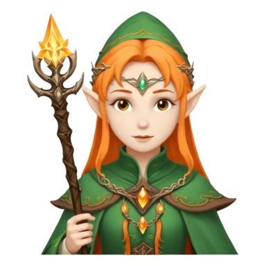 Mage elf with glowing orange staff sticker