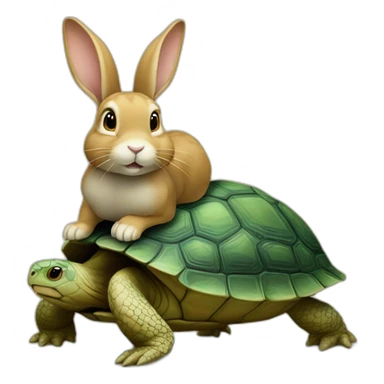 LAPIN SUR UNE TORTUE sticker