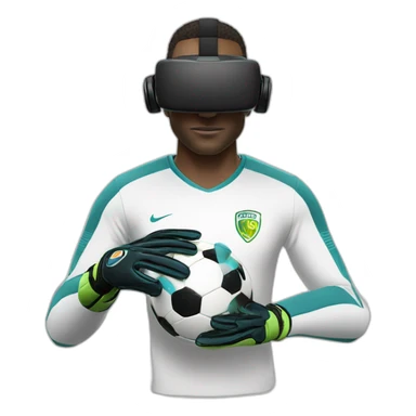 soccer goalkeeper wearing a virtual reality headset sticker
