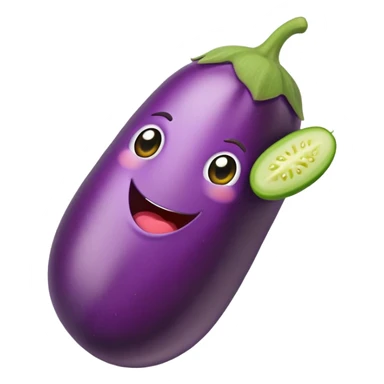eggplant eating a pickle sticker