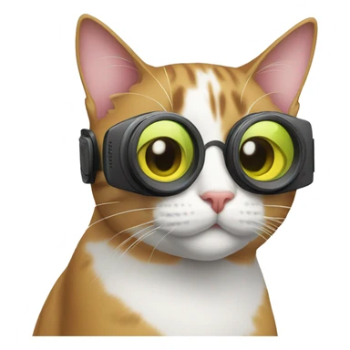 cat with apple vr on sticker