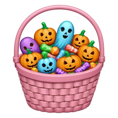 Soft pink básquet full of Halloween candys sticker