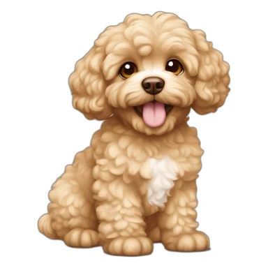 Curly Fur, Light blonde, Light Brown ears, Cavapoo sticker
