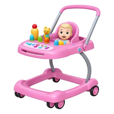 pink baby walker with toys on it sticker