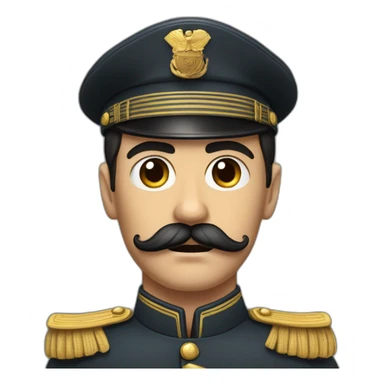 distinctive mustache, short dark hair, and a stern facial expression. He had a small, moustache above his upper lip and was often depicted wearing military  sticker