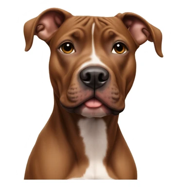 Young all brown pitbull with black nose sticker