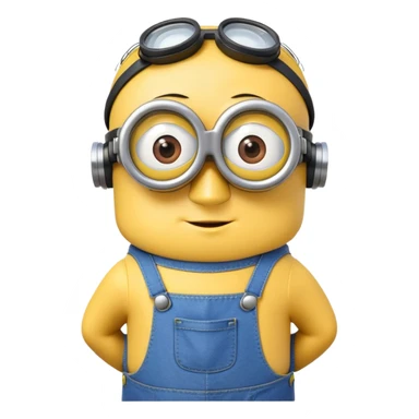 yellow minion with one eye, goggles, blue overalls sticker