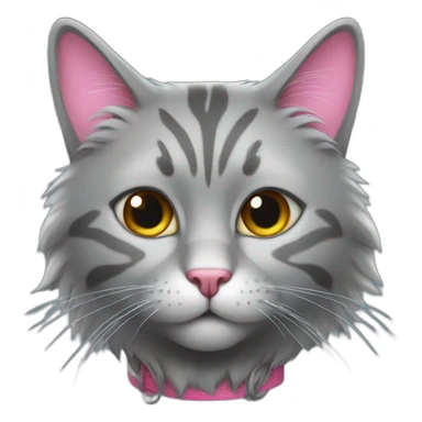 cowboy gray cat with a lot of hair with pink noes sticker