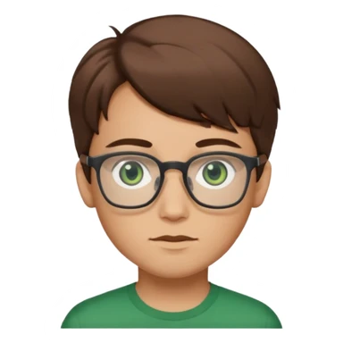 Garçon brun, des yeux verts foncés et des lunettes rectangulaires transparentes sticker