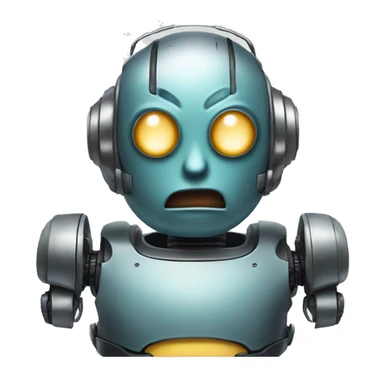 the unamused face emoji looking sideways but as a robot sticker