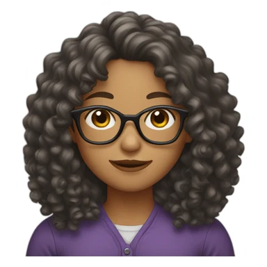 Long Curly hair girl with glasses sticker