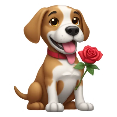Dog with rose sticker