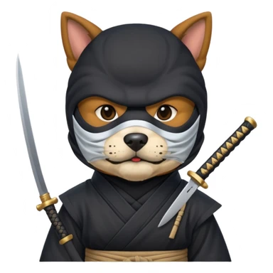 dog japan ancient ninja with small knife sticker