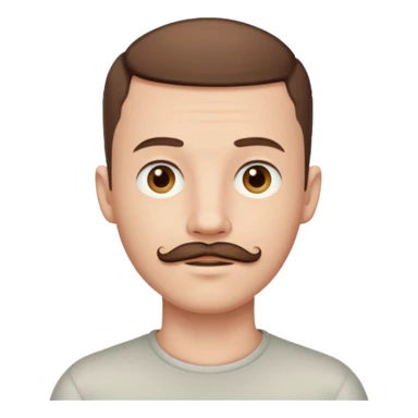 Pale man with short buzz cut brown hair, chin beard and mustache  sticker