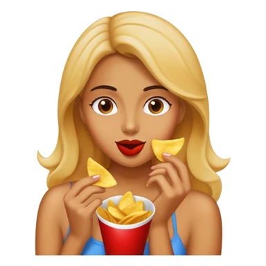 Woman with chips sticker