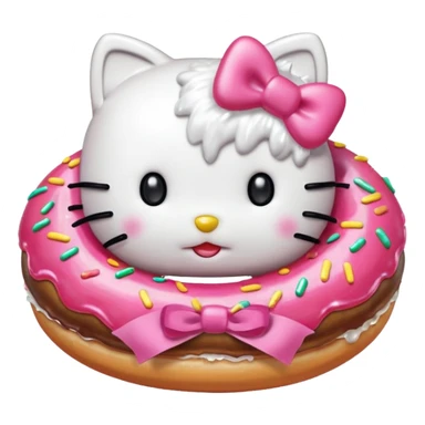 hello kitty taking a bite of a donut sticker