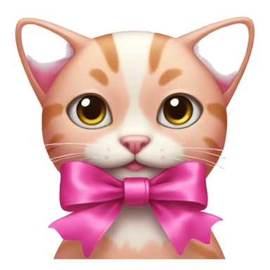 Pink cat with pink ribbon sticker