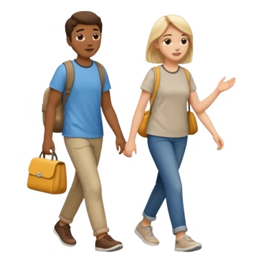 iOS emoji style. 2 friends walking and talking sticker