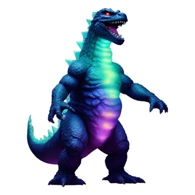 Dark iridescent godzilla glowing sticker