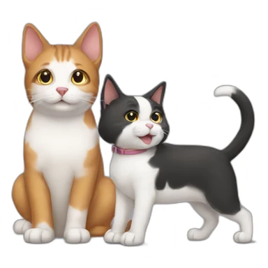 Cat love dog sticker
