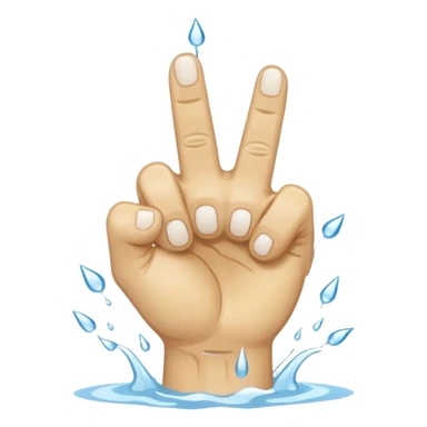 A fist with two middle fingers stretched out with white water dripping heavily off them sticker