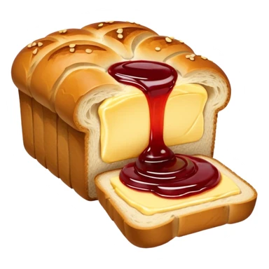 a loaf of bread with butter and jam sticker