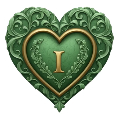 Can you make a sage green heart with a gothic design. In the middle of the heart the letter I sticker