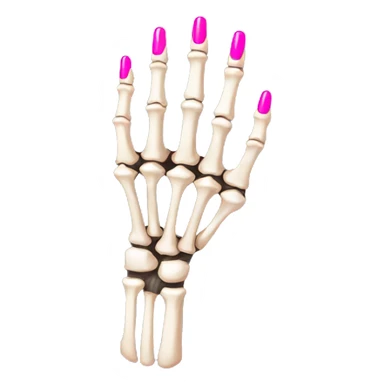 skeleton hand with long pink nails sticker