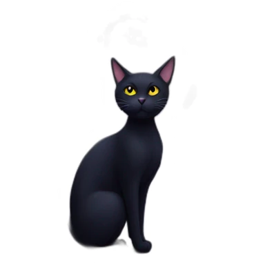 black cat staring a purple creepy moon sticker