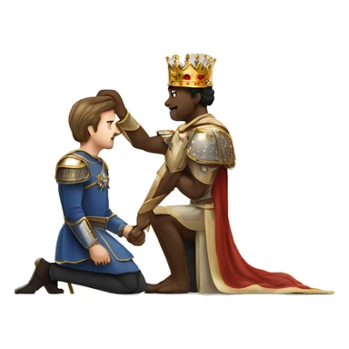 man kneeling before the king being knighted sticker