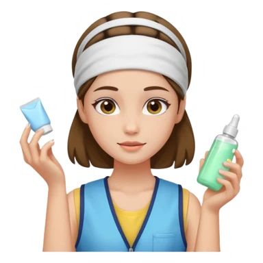 Clean girl aesthetic emoticons, apply skincare products, headband, glowing skin, vest, soft lighting
 sticker