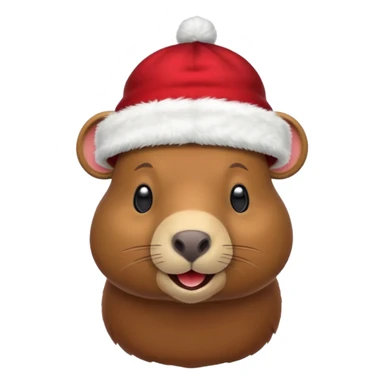 Una capibara con gorro navideño sticker