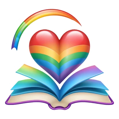 heart with rainbow gradient and book sticker